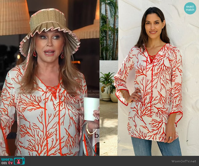 Poeta Coral Top in cotton worn by Kathy Hilton on The Real Housewives of Beverly Hills