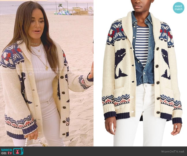 Polo Ralph Lauren Nautical Shawl Cardigan worn by Kyle Richards on The Real Housewives of Beverly Hills