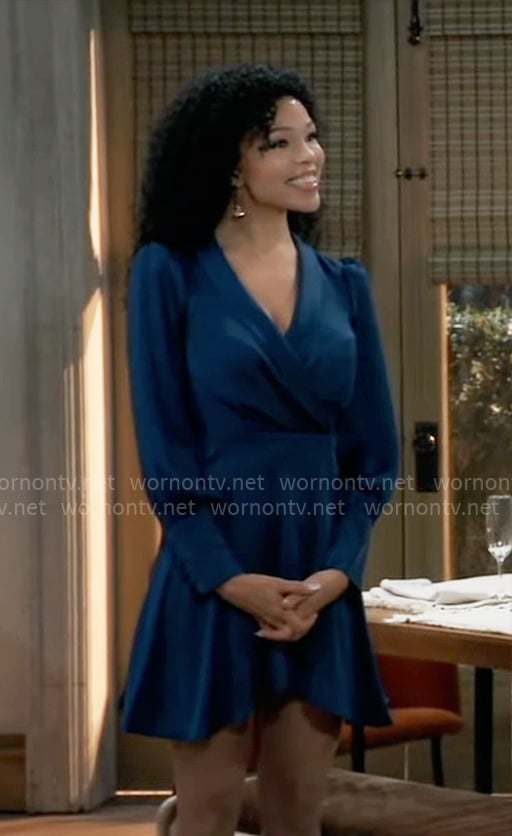 Portia's blue long sleeved dress on General Hospital