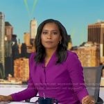Rachel's purple peplum top and pants on Good Morning America