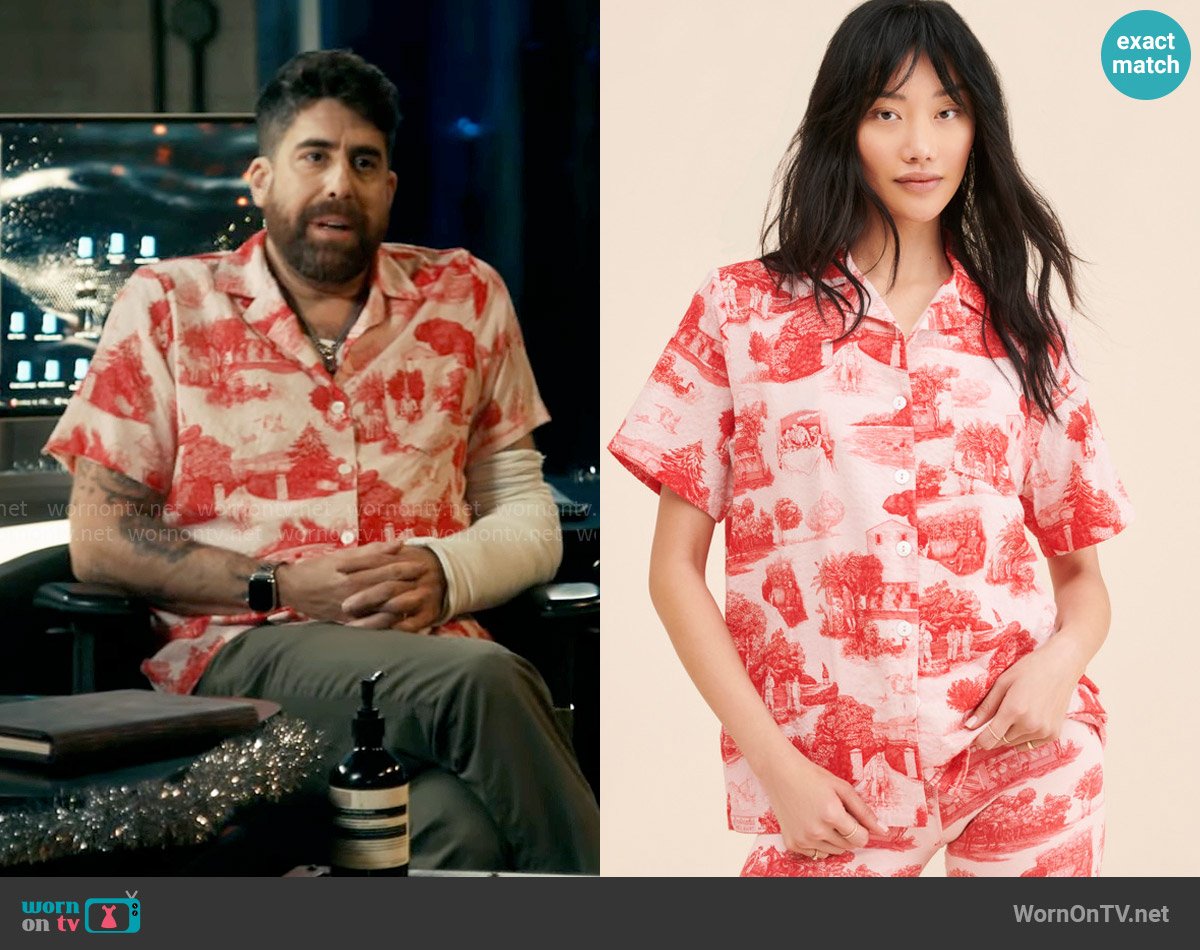 Rachel Antonoff James Shirt in Tony's Toile Print worn by Harry Keshegian (Adam Goldberg) on The Equalizer