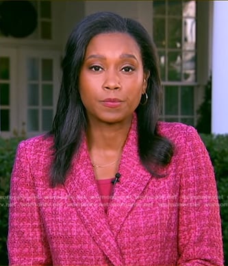 Rachel's pink tweed blazer on Good Morning America