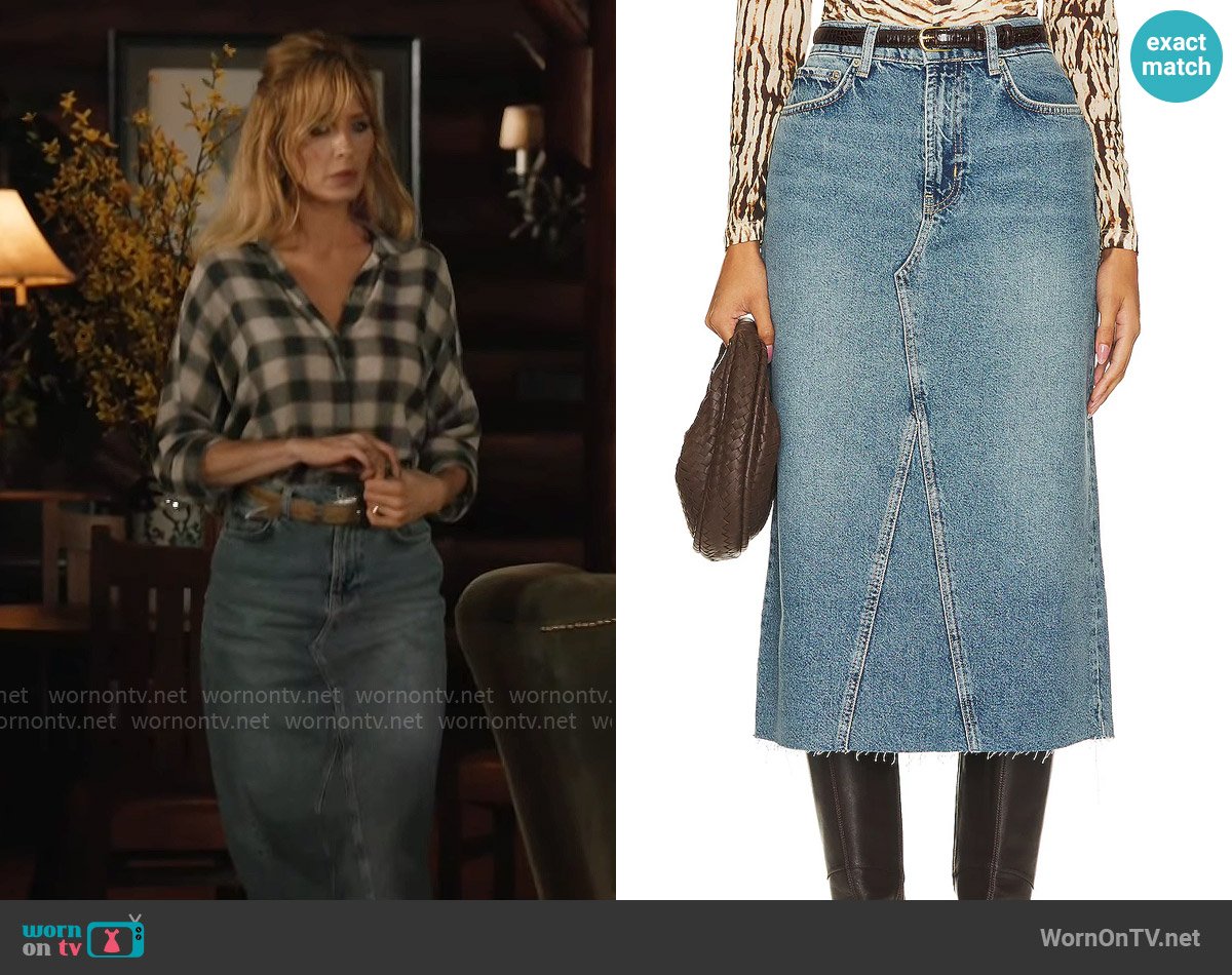 Beth’s denim skirt on Yellowstone