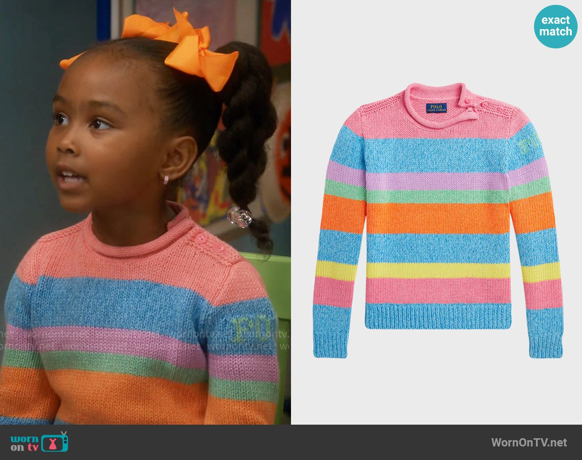 Ralph Lauren Multicolor Striped Sweater worn by Maya (River Blossom) on Poppas House