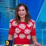 Rebecca’s red floral embroidered sweater on Good Morning America