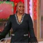 Regina Belle’s black embellished tweed dress on Sherri