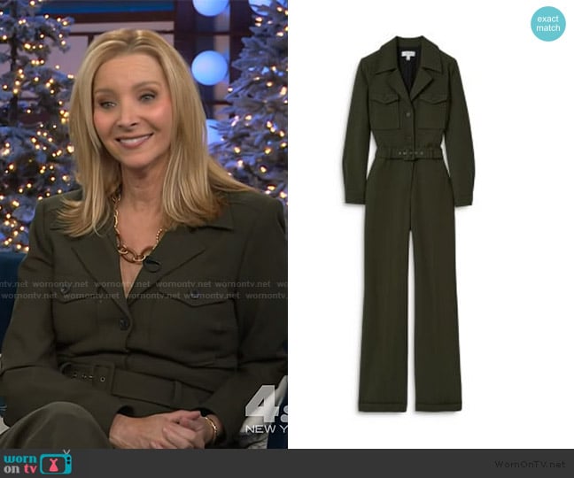 Lisa Kudrow’s green utility jumpsuit on The Kelly Clarkson Show