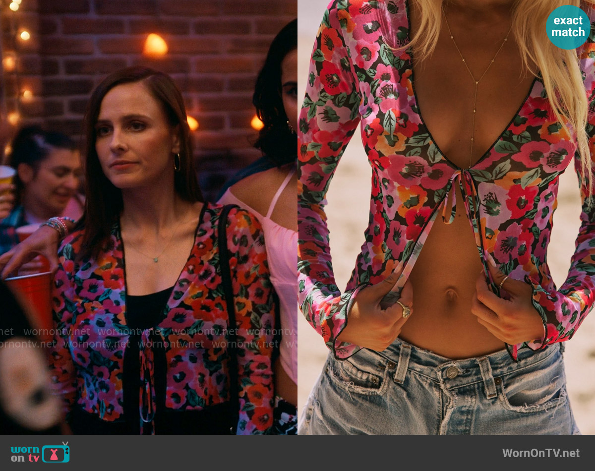 Resa Aliyah Top in Dahlia worn by Kimberly Finkle (Pauline Chalamet) on The Sex Lives of College Girls