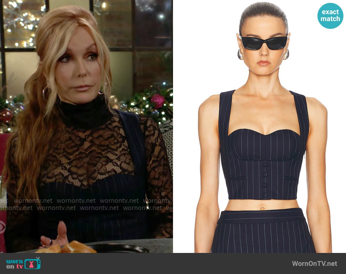 Lauren’s pinstripe bustier top on The Young and the Restless