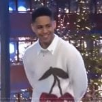 Rhenzy Feliz’s cherry print mohair sweater on The Kelly Clarkson Show