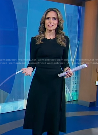 Rhiannon's black tie waist knit dress on Good Morning America