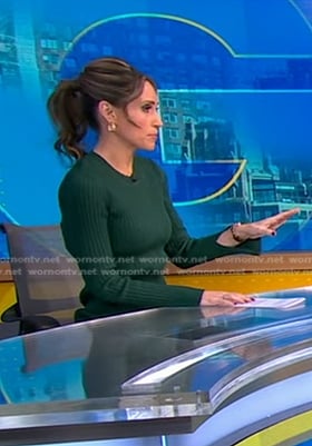 Rhiannon's green ribbed knit dress on Good Morning America