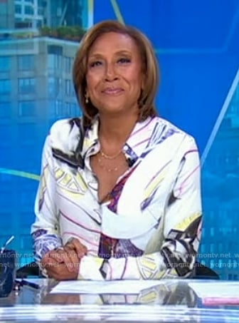 Robin’s abstract print blouse on Good Morning America