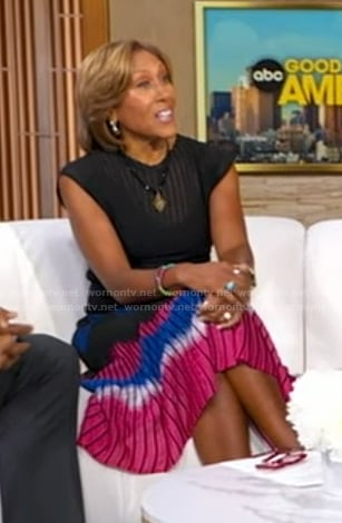 Robin's black ribbed colorblock dress on Good Morning America