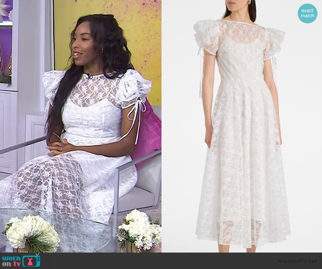 Rodarte Floral silk lace midi dress worn by Jessica Williams on Today