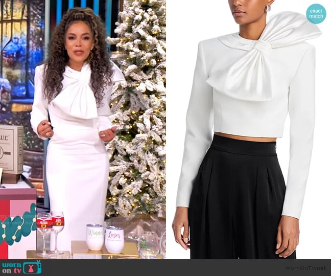 Ronny Kobo Arlet Oversized Bow Top worn by Sunny Hostin on The View