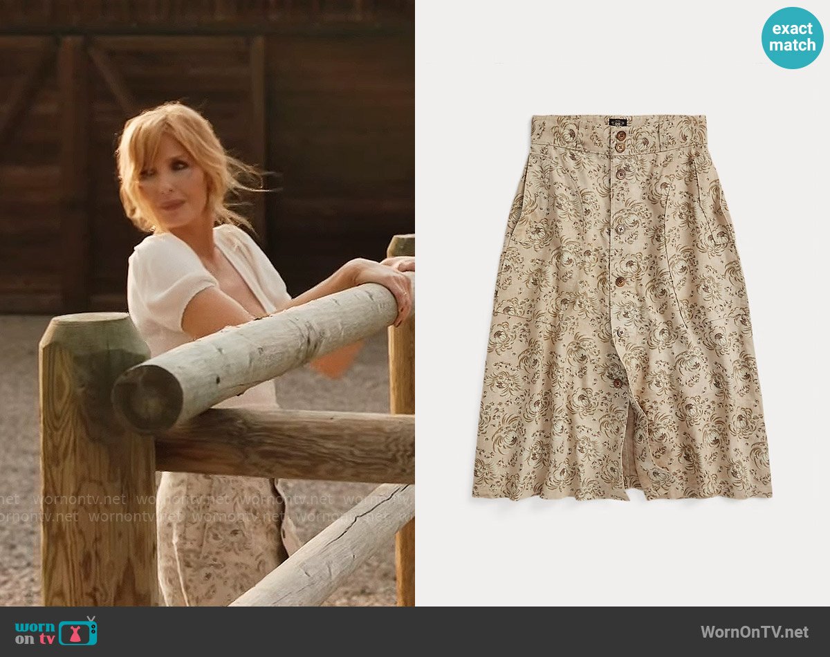 RRL Floral-Print Seeded Linen Skirt worn by Beth Dutton (Kelly Reilly) on Yellowstone