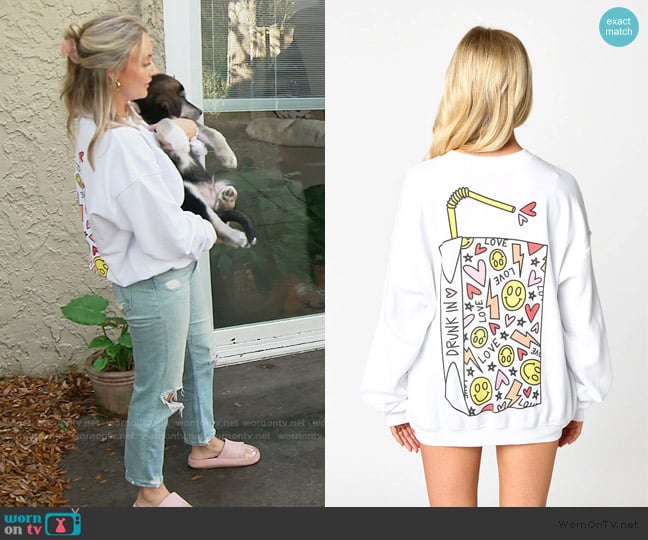 Taylor’s white printed sweatshirt on Southern Charm