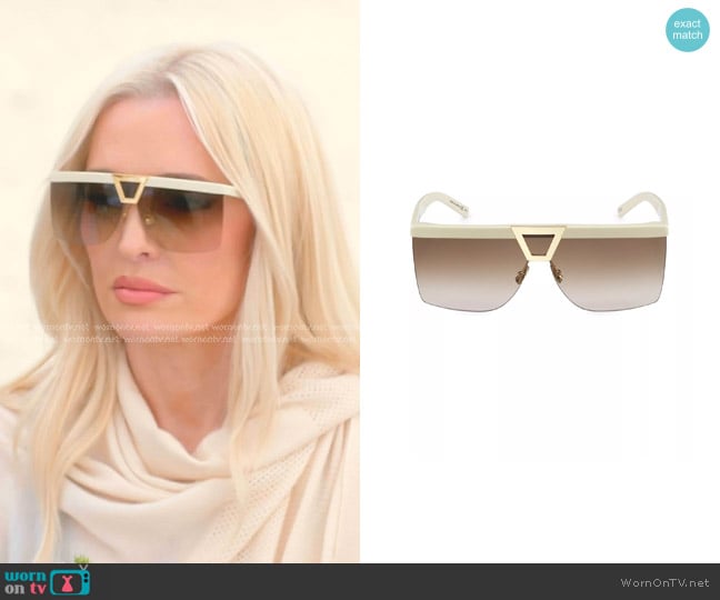 Saint Laurent Palace 99MM Shield Sunglasses worn by Erika Jayne on The Real Housewives of Beverly Hills