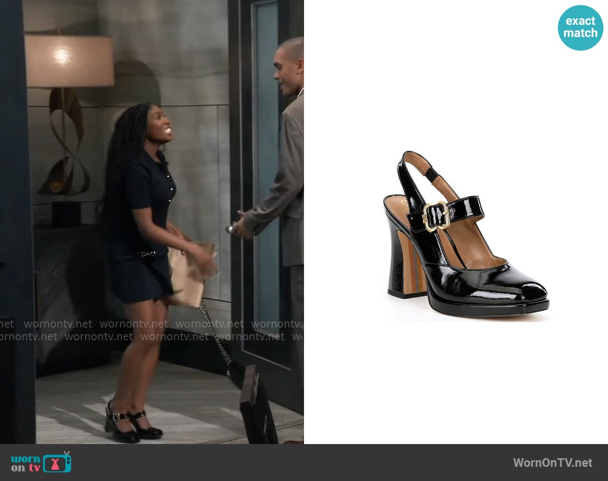 Sam Edelman Jildie Mary Jane Slingback Pumps worn by Trina Robinson (Tabyana Ali) on General Hospital