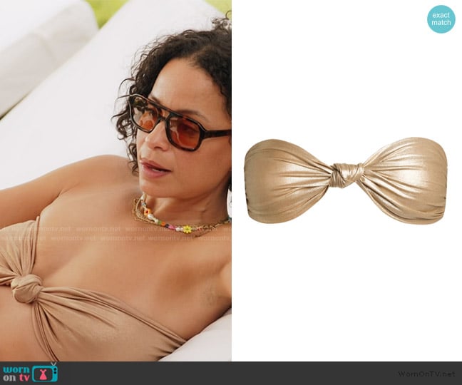 Sai’s gold twist front bikini top on RHONY