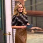 Sara’s striped turtleneck sweater and leather skirt on The View