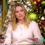 Sara’s white embellished neck cardigan on The View