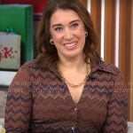 Sarah Gelman’s chevron striped shirtdress on CBS Mornings