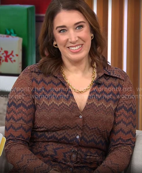 Sarah Gelman's chevron striped shirtdress on CBS Mornings