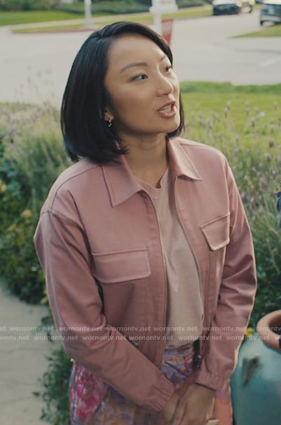 Sara's pink zip front jacket on No Good Deed