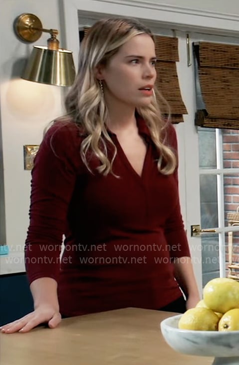 Sasha’s red polo top on General Hospital