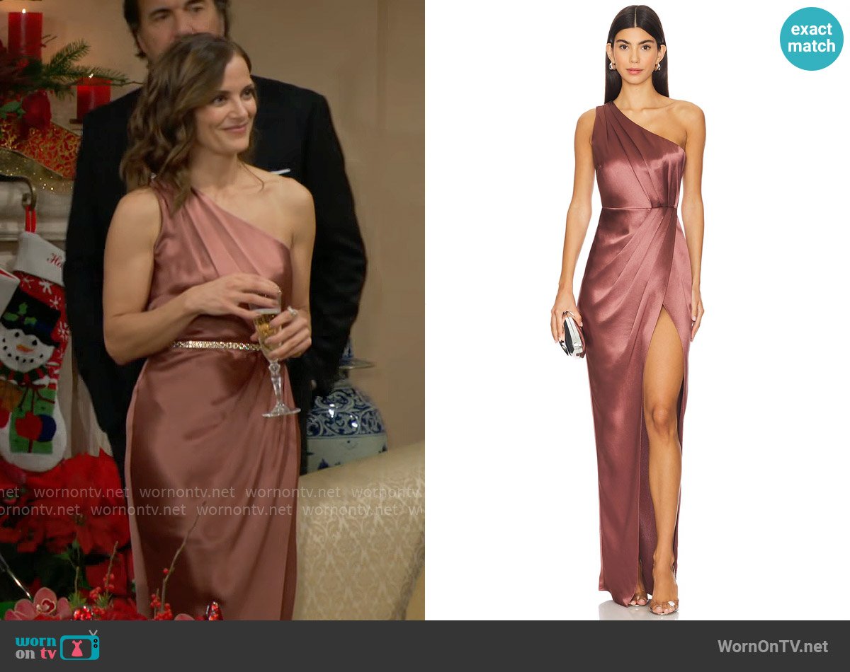 Sau Lee Preston Dress in Brown worn by Taylor Hayes (Rebecca Budig) on The Bold and the Beautiful