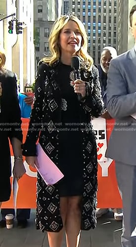 Savannah's black embellished coat on Today