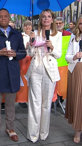 Savannah’s white check blazer and pant suit on Today