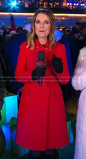 Savannah’s red double breasted coat on Today