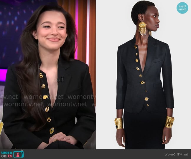 Schiaparelli Little Jacket worn by Mikey Madison on CBS Mornings