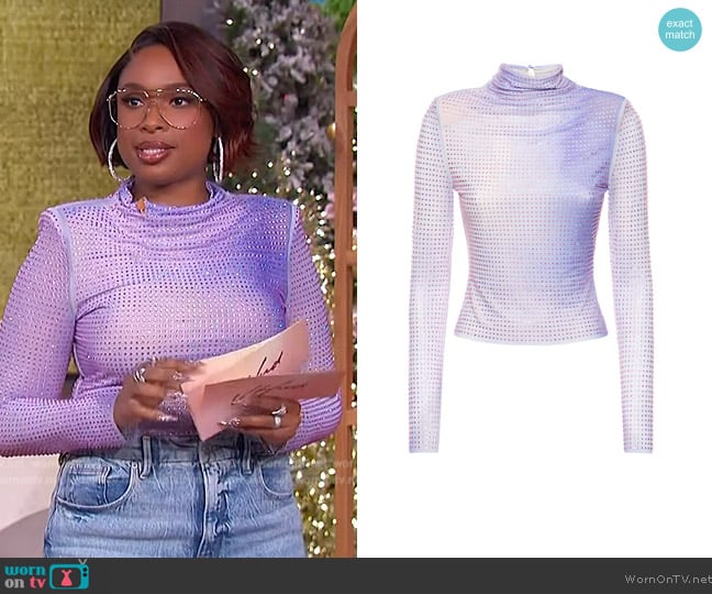 Self Portrait Embellished tech top worn by Jennifer Hudson on The Jennifer Hudson Show