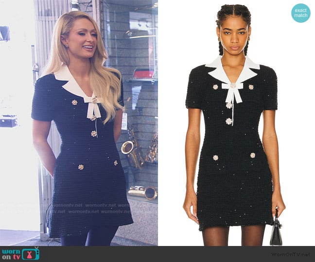 Self Portrait Knit Bow Mini Dress worn by Paris Hilton on Paris and Nicole The Encore