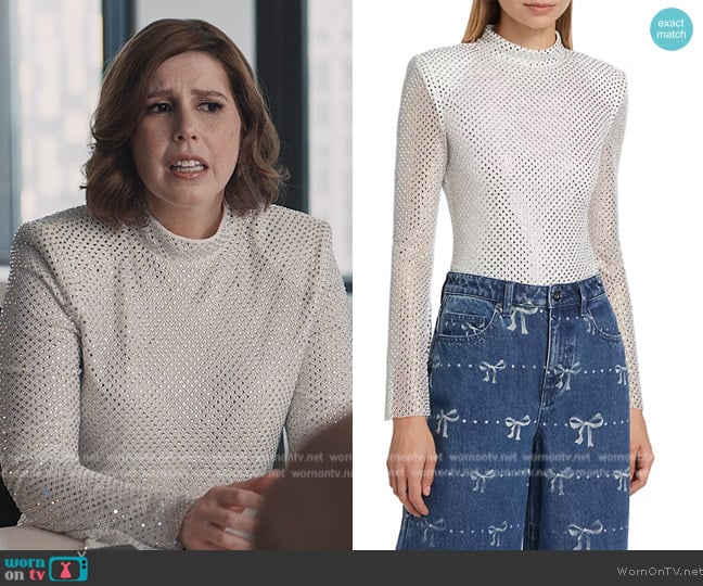 Self Portrait Rhinestone Fishnet Top worn by Deedee (Vanessa Bayer) on Elsbeth