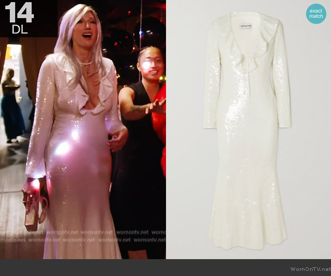 Self Portrait Ruffled sequined stretch-tulle midi dress worn by Jenna Lyons on The Real Housewives of New York City