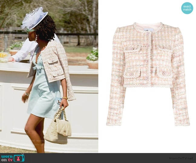 Self Portrait Cropped boucle jacket worn by Venita Aspen on Southern Charm