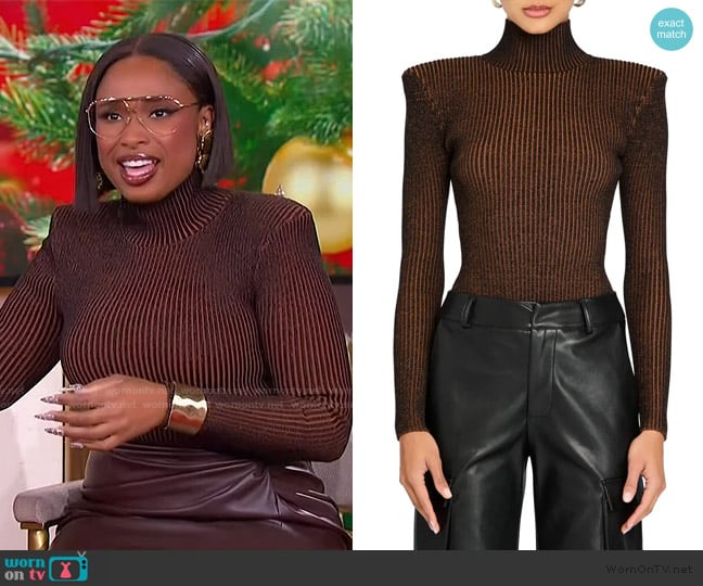 Ser.o.ya Marina Rib Knit Body Suit worn by Jennifer Hudson on The Jennifer Hudson Show