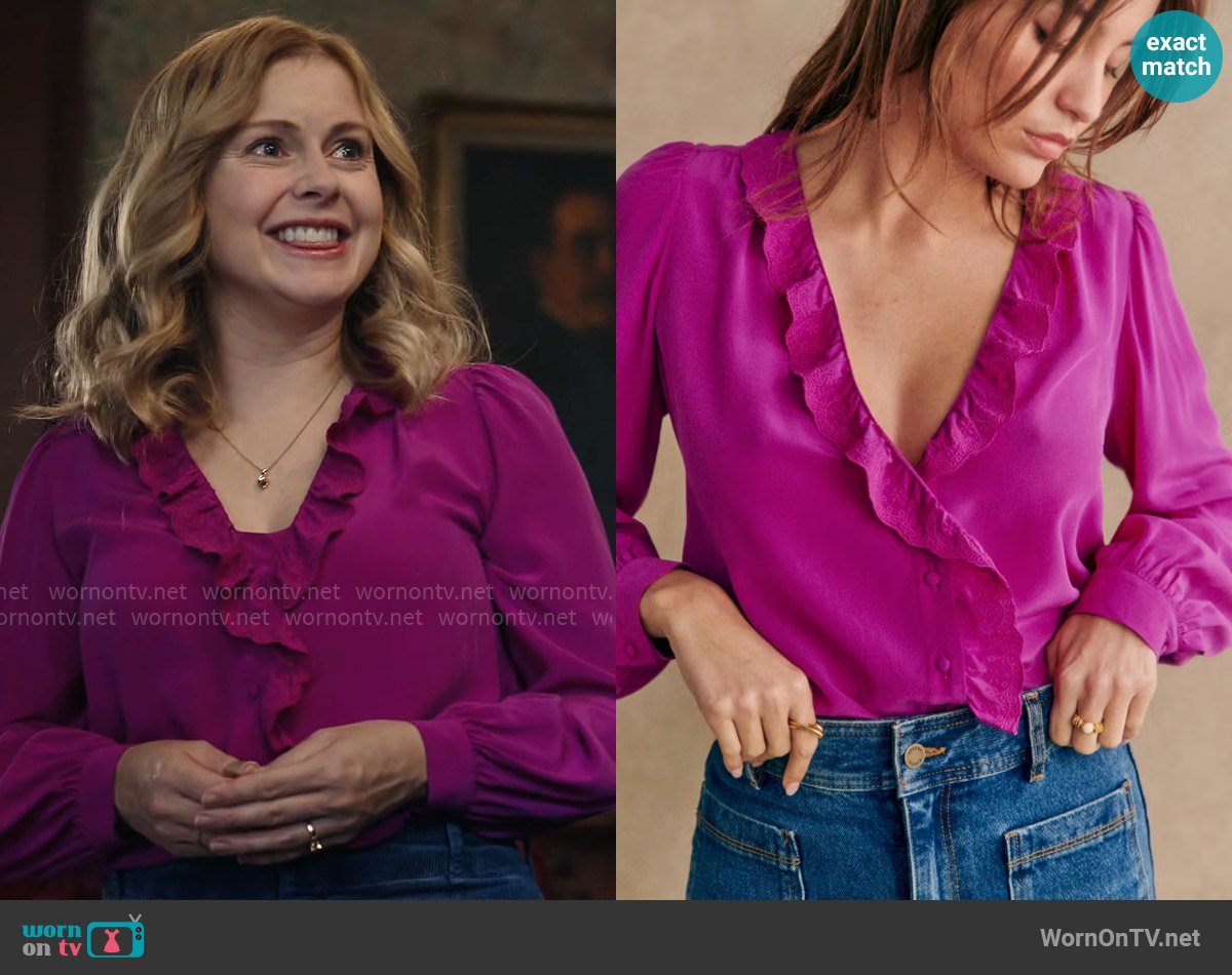 Sam’s pink ruffle blouse on Ghosts