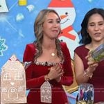 Shannon Doherty’s red velvet embellished trim mini dress on Today