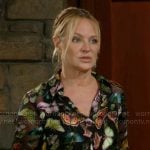 Sharon’s butterfly print blouse on The Young and the Restless