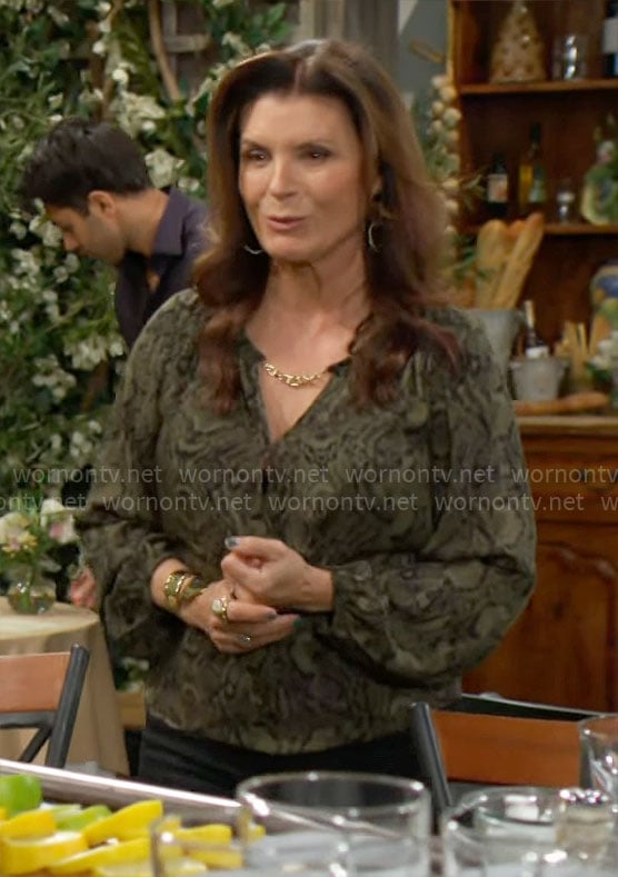 Sheila's green snakeskin blouse on The Bold and the Beautiful