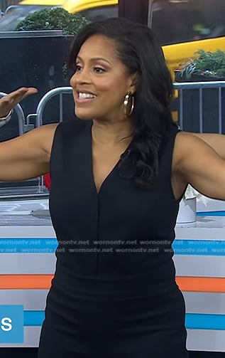 Sheinelle’s black v-neck jumpsuit on Today