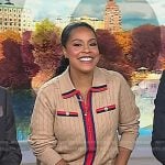 Sheinelle’s beige cable knit zip front sweater on Today