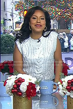 Sheinelle’s metallic cable knit vest on Today