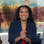 Sheinelle’s navy roll-up sleeve blazer on Today
